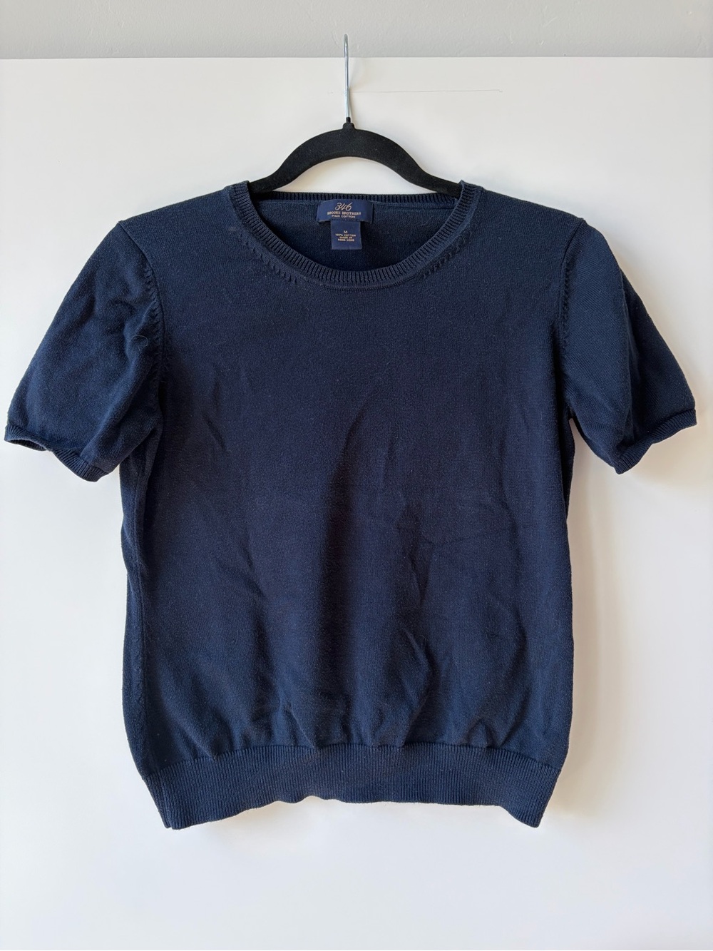 Brooks Brothers Navy Short-Sleeve Knit Sweater